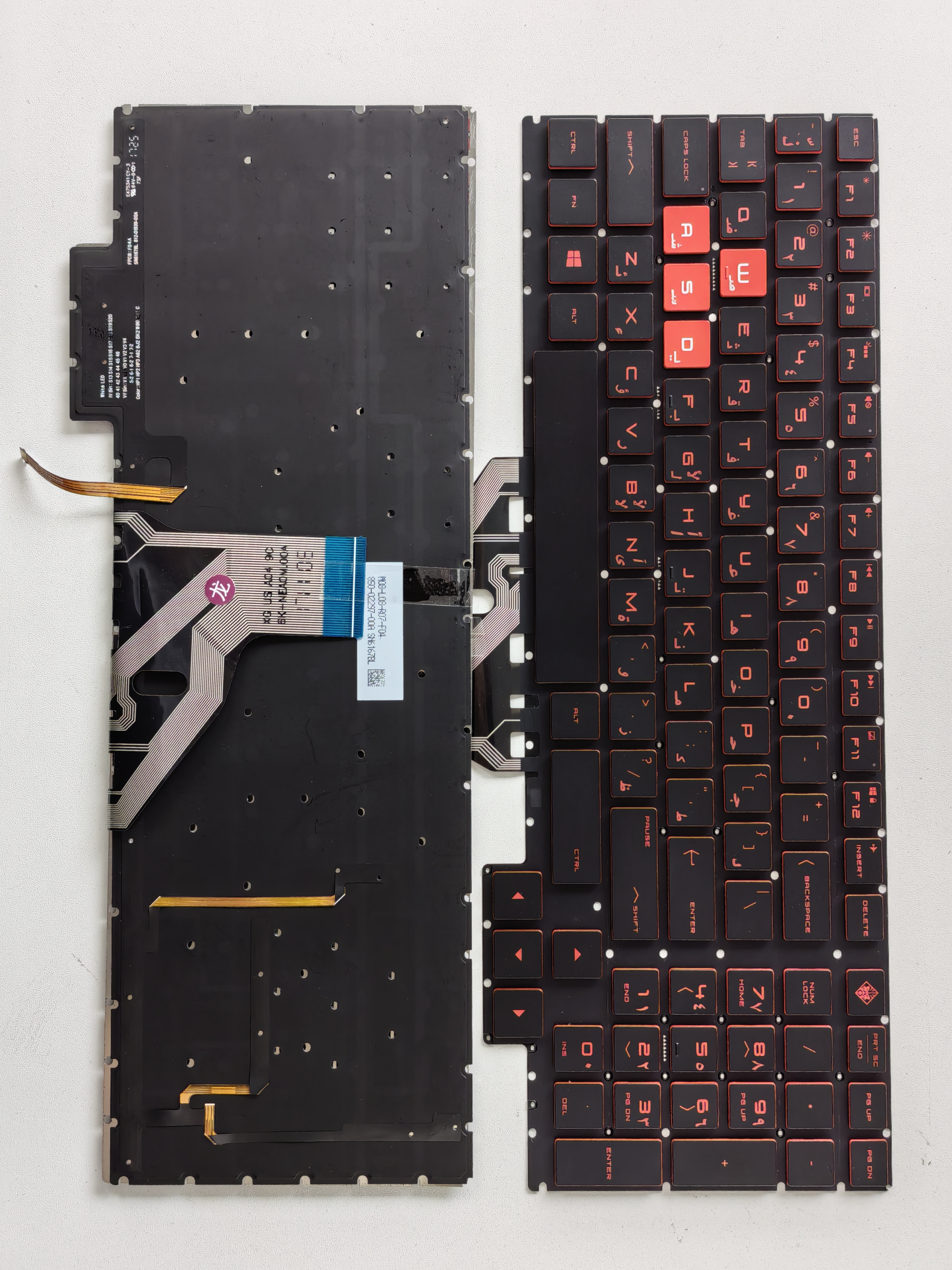 Picture of New Replacement Laptop Keyboard For HP 15-CE BLACK Backlit,Red Printing,Red side AR Layout